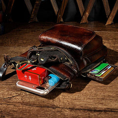Mens Leather Small Side Bag Waist Pouch Holster COURIER BAG Belt Case Belt Pouch for Men - imessengerbags