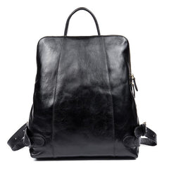 Casual Black Mens Leather 15-inch Computer Backpack Brown Travel Backpack School Backpack for men - imessengerbags