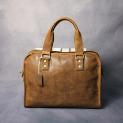 Cool Brown Coffee Leather Mens Briefcase 12inch Work Handbag Business Bag for Men - imessengerbags