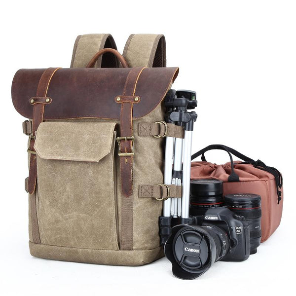 GREEN LARGE CANVAS WATERPROOF MENS CANON CAMERA BACKPACK NIKON CAMERA BAG DSLR CAMERA BAG FOR Women - imessengerbags