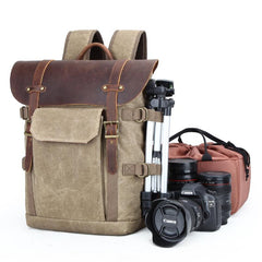 GREEN LARGE CANVAS WATERPROOF MENS CANON CAMERA BACKPACK NIKON CAMERA BAG DSLR CAMERA BAG FOR Women - imessengerbags