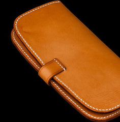 Handmade Leather Men Slim Cool Leather Wallet Long Phone Clutch Wallets for Men - imessengerbags