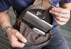 Canvas Leather Mens Cool Chest Bag Sling Bag Crossbody Bag Travel Bag Hiking Bag for men - imessengerbags