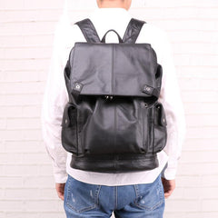Cool Brown Black Leather Men's Backpack College Backpack 13inch Laptop Backpack For Men - imessengerbags