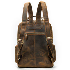 Cool Vintage Leather Mens 14inch Laptop Backpack Backpacks School Backpack Work Backpack for Men - imessengerbags