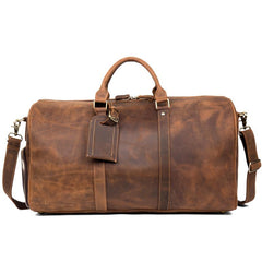 Cool Brown Mens Leather 15 inches Weekender Bag Travel Shoulder Bags Duffle  Luggae Bag for Men