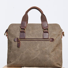 Mens Gray Canvas Briefcase Handbag Work Bag Business Bag for Men - imessengerbags