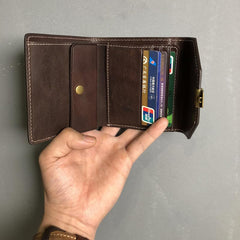 Genuine Leather Coffee Mens Cool Envelope billfold Leather Wallet Men Bifold Black Small Wallets for Men - imessengerbags