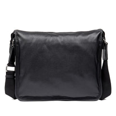 Fashion Black Mens Leather 11 inches Mens Messenger Bags Courier Bag for Men