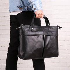 Vintage Fashion Leather Mens 13inch Briefcase Laptop Shoulder Bag Business Bag Handbag For Men - imessengerbags