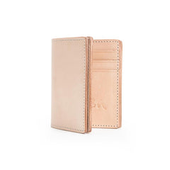 Beige Leather Mens Vertical billfold Wallet Front Pocket Wallet Bifold Handmade Small Wallets For Men - imessengerbags