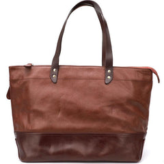 Fashion Coffee Leather Men Womens 14 inches Black Tote Bag Shoulder Tote Bag For Men - imessengerbags