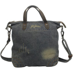 Denim Blue Mens Messenger Bag Tote Shoulder Bag Jean Courier Bag For Men