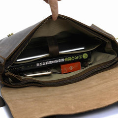 Vintage Mens Leather 13inch Laptop Briefcase Bag Business Bag Shoulder Bags For Men - imessengerbags