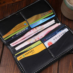 Handmade Leather Mens Cool Black Obsidian Chain Wallet Biker Trucker Wallet with Chain - imessengerbags