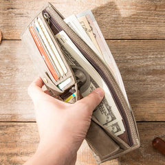 Handmade Black Leather Mens Small Wallet Bifold Card Wallet Front Pocket Wallet billfold Wallet for Men - imessengerbags