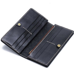 Handmade Leather Buddha&Demon Mens Chain Biker Wallet Cool Leather Wallet With Chain Wallets for Men
