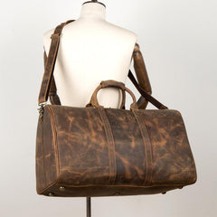 Brown Cool Leather 16 inches Weekender Bag Black Travel Shoulder Bags Duffle Bag for Men