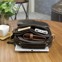 Cool Leather Mens Small Side Bag Messenger Bag Shoulder Bags for Men - imessengerbags