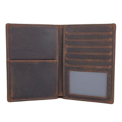 Cool Leather Long Wallet for Men Slim Bifold Wallet Passport Wallet Travel Wallet - imessengerbags