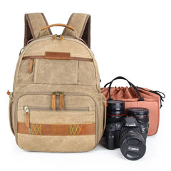 GREEN LARGE CANVAS WATERPROOF MENS CANON CAMERA BACKPACK NIKON CAMERA BAG DSLR CAMERA BAG FOR MEN - imessengerbags