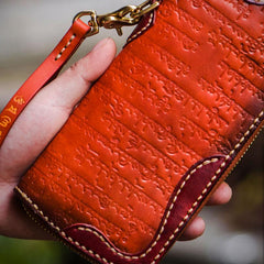 Handmade Leather Mens Tibetan Chain Biker Wallet Cool Leather Wallet Long Clutch Wallets for Men