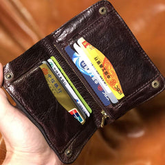 Handmade Genuine Leather Mens Cool Slim Leather Wallet Men Small Wallets Bifold for Men - imessengerbags
