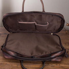 Vintage Brown Leather Men's Briefcase 14'' Computer Briefcase Professional Handbag For Men - imessengerbags