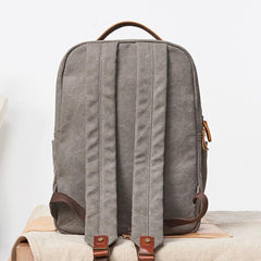 Cool Canvas Leather Mens Backpack Canvas Travel Bag Canvas School Bag for Men