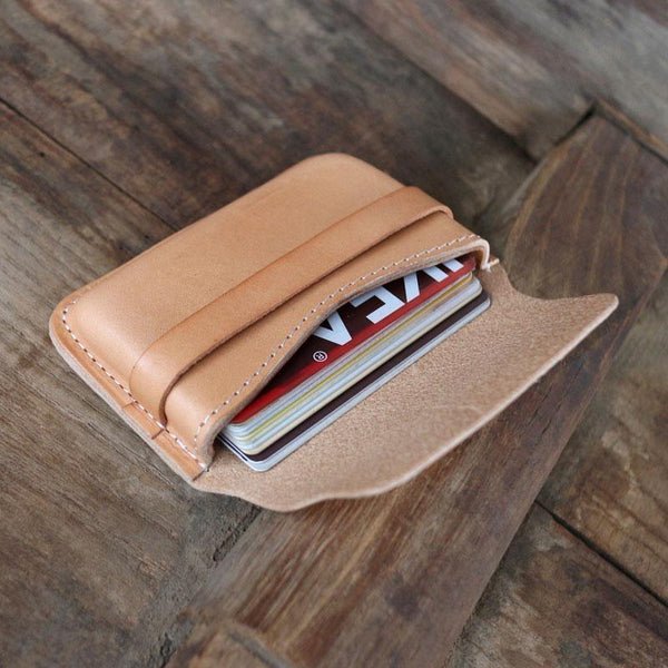 Leather Mens Card Wallets Front Pocket Wallets Cool Small Change Wallets for Men - imessengerbags