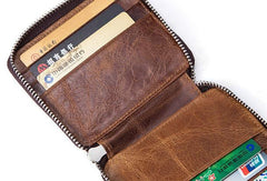 Cool Leather Small Slim Zipper Wallet billfold Wallet Card Wallets For Men - imessengerbags