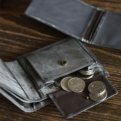 Genuine Leather Mens Cool billfold Leather Wallet Men Small Wallets Bifold for Men - imessengerbags