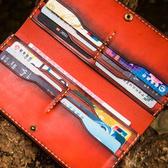 Handmade Leather Men Tooled Cool Leather Wallet Long Phone Wallets for Men - imessengerbags