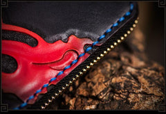 Handmade Leather Chinese Lion Tooled Mens billfold Wallet Cool Chain Wallet Biker Wallet for Men - imessengerbags