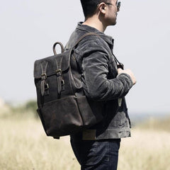 Handmade Leather Mens Cool Backpack Sling Bag Large Travel Bag Hiking Bag for men