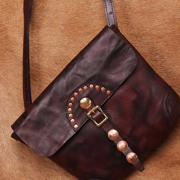 Cool Mens Leather Country Side Bag Small Saddle Messenger bag Shoulder bag For Men - imessengerbags