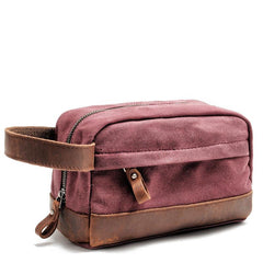 Cool Canvas Leather Mens Clutch Bag Handbag Storage Bag Wash Bag For Men - imessengerbags