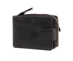 RFID Brown Leather Men's Zipper Small Card Wallet Small Card Holder For Men - imessengerbags