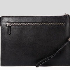 Handmade Leather Mens Cool Long Leather Wallet Zipper Clutch Wristlet Wallet for Men