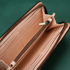 Handmade Leather Mens Clutch Wallet Cool Buddha&Demon Tooled Wallet Long Zipper Wallets for Men - imessengerbags