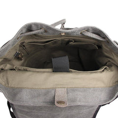 Fashion Canvas Leather Mens Backpack Computer Backpack Khaki Canvas Travel Backpack For Men