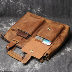 Leather Mens Briefcase 13inch Laptop Handbag Work Bag Business Bag Shoulder Bag For Men - imessengerbags