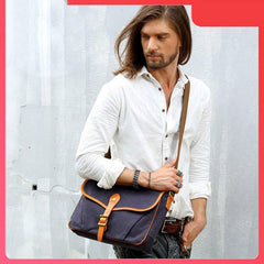 Casual Canvas Leather Mens Side Bag Side Bag Small Messenger Bags Casual Courier Bags for Men