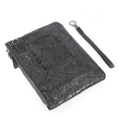 Handmade Leather Mens Black Cool Long Wallet Wirstlet Bag Ultra Thin Clutch Wallet for Men - imessengerbags
