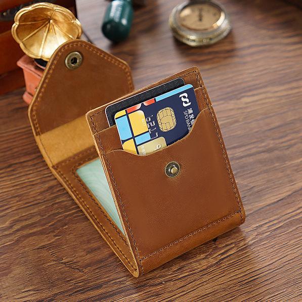 Leather Small Mens Wallet Zipper billfold Front Pocket Wallet Driver's License Card Wallet for Men - imessengerbags