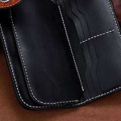 Handmade Leather Kylin Mens Chain Biker Wallet Cool Leather Wallet With Chain Wallets for Men - imessengerbags