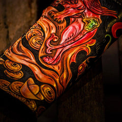 Handmade Leather Monster Mens Chain Biker Wallet Cool Leather Wallet Long Phone Wallets for Men