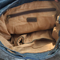 Fashion Denim Blue Mens Womens Backpack School Backpack Blue Jean Travel Backpacks For Men - imessengerbags