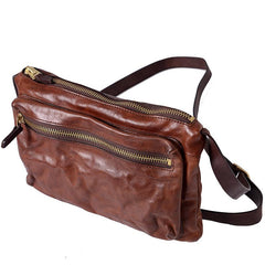 Cool Black Wrinkled Leather Men Postman Bag Side Bag Coffee Messenger Bag Courier Bag For Men - imessengerbags