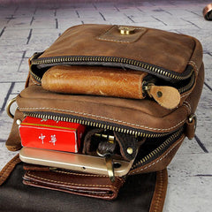 Cool Mens Leather Side Bag Belt Pouch Holster Belt Case Waist Pouch for Men